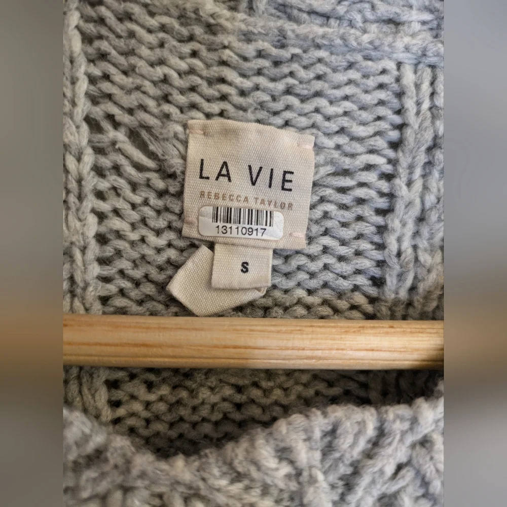 La Vie Revecca Taylor Cable Knit Striped Sweater Size